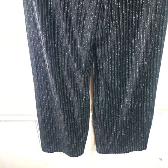 Women's House of Harlow1960 X REVOVLE Black Sparkly Pinstripe Velvet Pants Sz SM - Picture 4 of 8